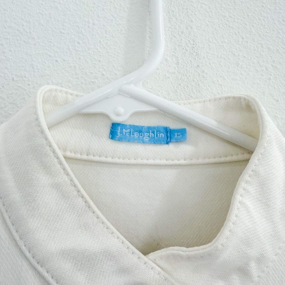 J. McLaughlin Old Money White Denim Gold Button Coastal Nautical Jacket DenimXS - Picture 4 of 5